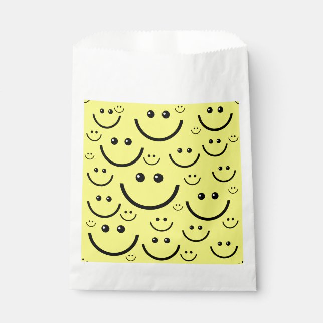 Sachets En Papier imprimé motif à visage heureux jaune (Devant)