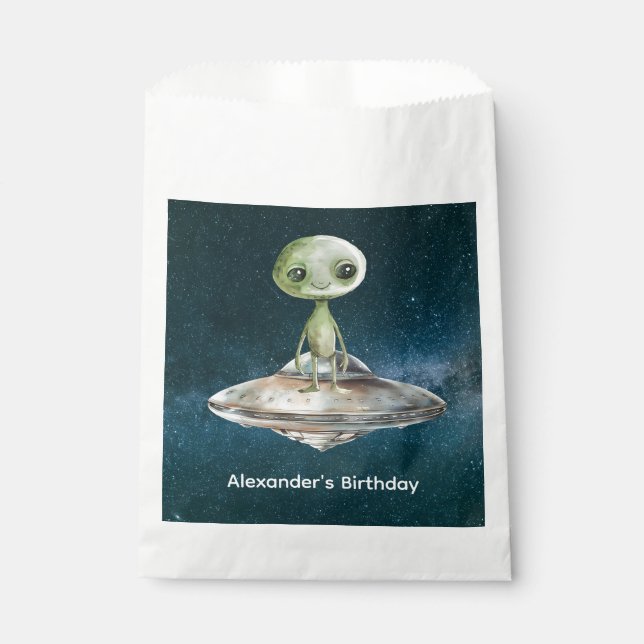 Sachets En Papier Invasion Alien Espace Extérieur Anniversaire (Devant)