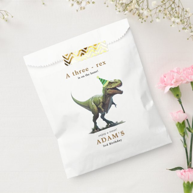 Sachets En Papier Invitation d'anniversaire de Dinosaur, trois rex A (Scellé)