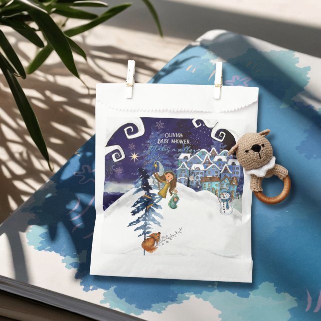 Sachets En Papier It Takes a Village – Winter Magic Ice Blue (It Takes a Village – Winter Magic Ice Blue Favor Bag)