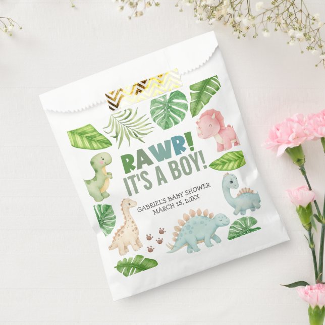 Sachets En Papier It's a Boy Dinosaur Baby Shower (Scellé)