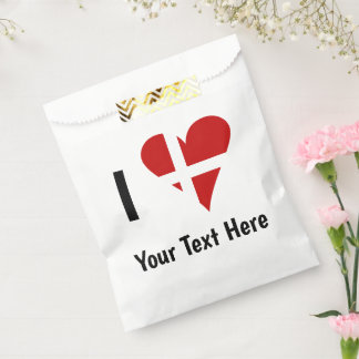 Sachets En Papier J'aime (Cœur Drapeau Danois) Texte Personnalisé
