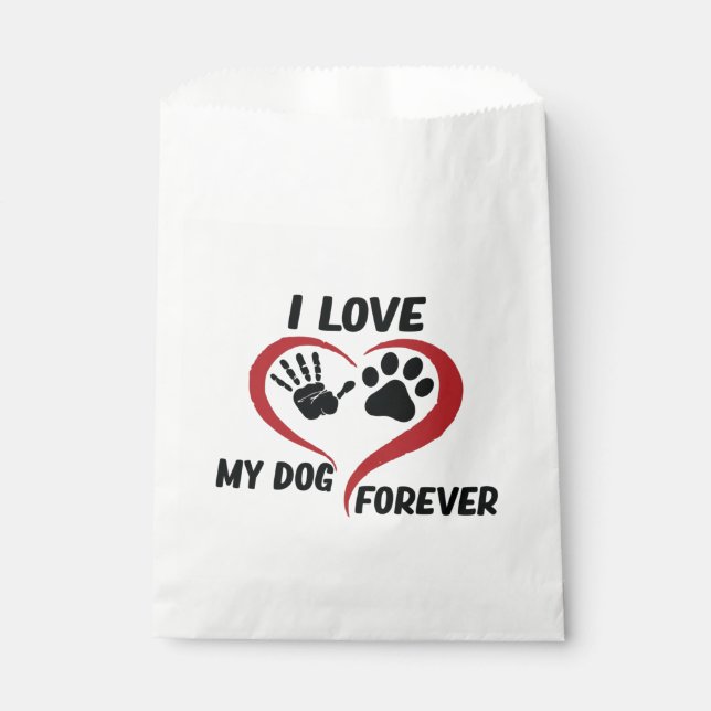 Sachets En Papier J'aime mon chien jeter l'oreiller (Devant)