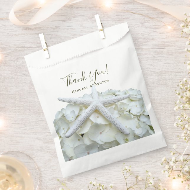 Sachets En Papier Jardin balnéaire Starfish Hydrangea Merci (Coupé)