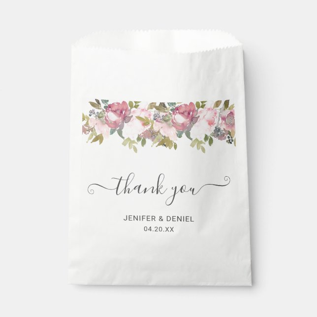 Sachets En Papier Jardin d'été Aquarelle Mariage floral (Devant)