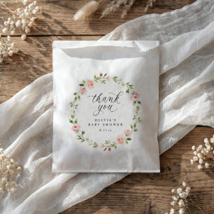 Sachets En Papier Jardin fleuri en aquarelle rose en fleurs Baby Sho