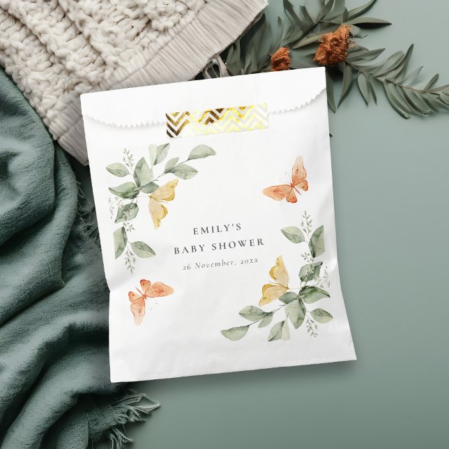 Sachets En Papier Jardin Jaune mignon Baby shower de Papillons (Créateur téléchargé)