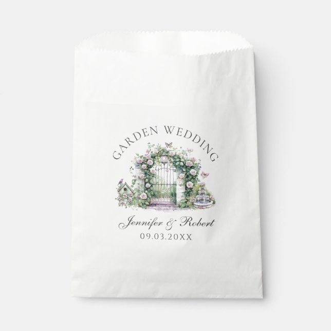 Sachets En Papier Jardin romantique Mariage Floral Arch Fontaine (Devant)