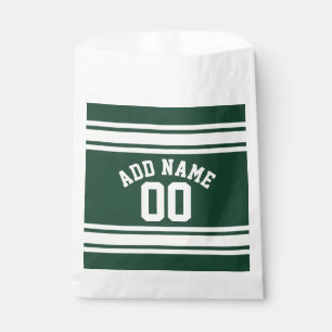 Sachets En Papier Jersey de sport blanc vert avec nom et numéro