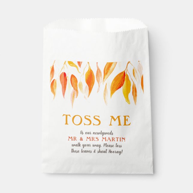 Sachets En Papier Jetez-moi l'instruction mariage de automne feuille (Devant)