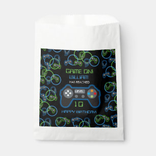 Sachets En Papier Jeu vidéo Neon Blue & Green Anniversaire Party