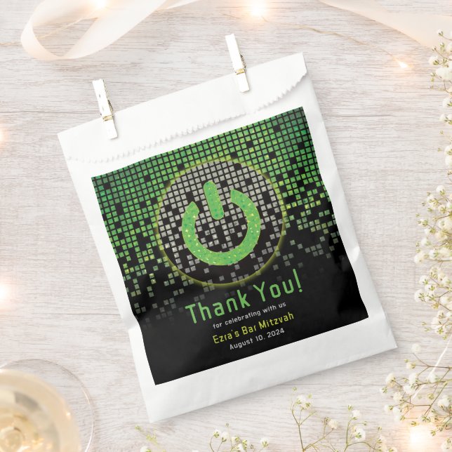 Sachets En Papier Jeu vidéo noir vert Gamer Bar Mitzvah (Coupé)