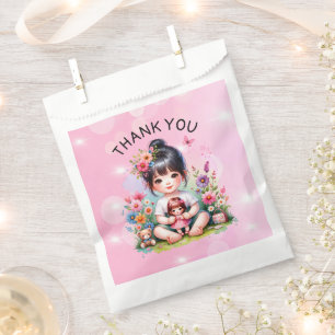 Sachets En Papier Joli asiatique fille et poupée Merci d'anniversair
