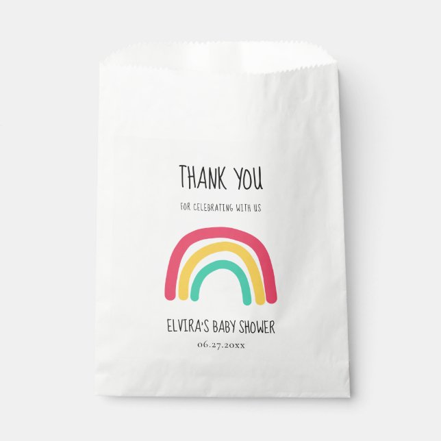 Sachets En Papier Joli Baby shower arc-en-ciel moderne (Devant)