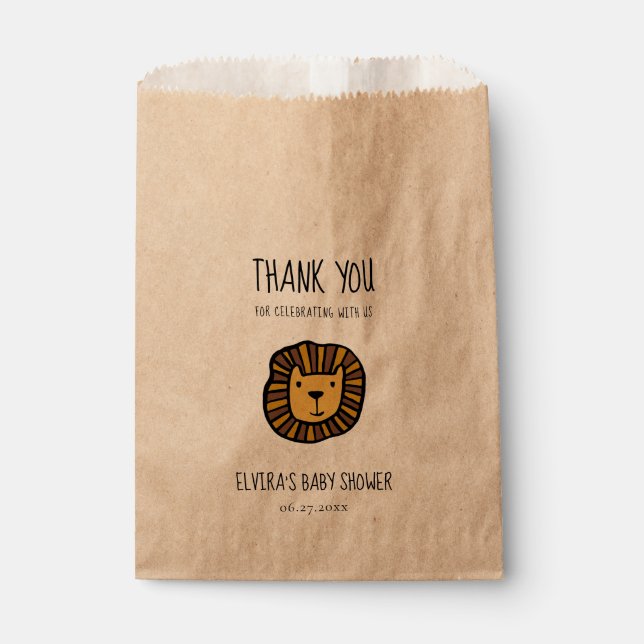 Sachets En Papier Joli Baby shower de lions de jungle (Devant)