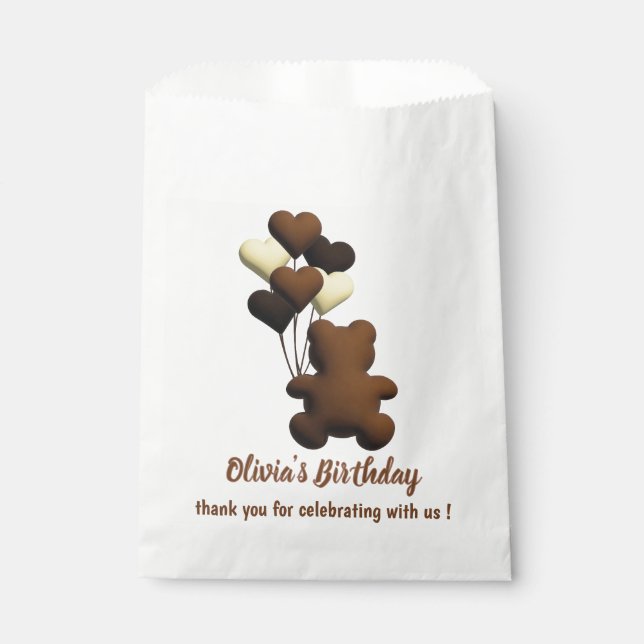Sachets En Papier Joli Baby shower en chocolat à l'ours (Devant)
