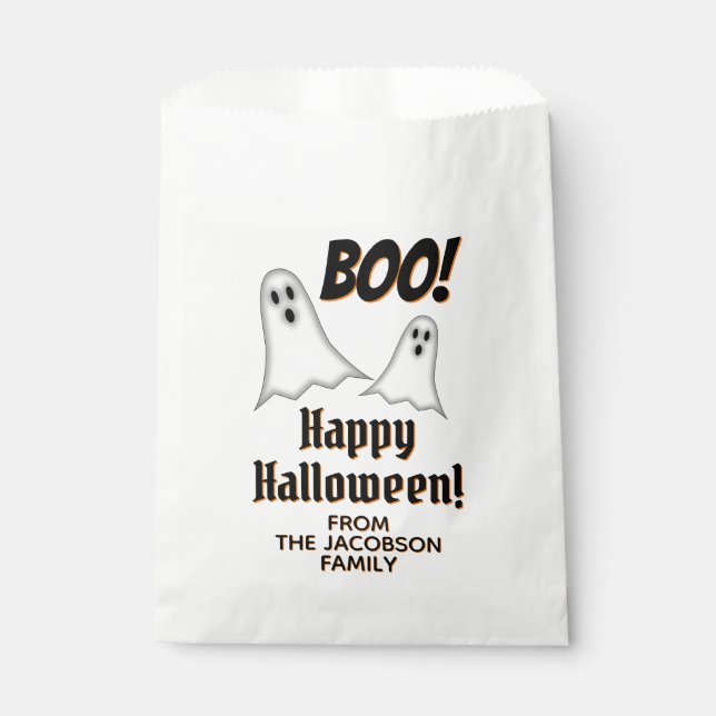 Sachets En Papier Joli Fantôme Boo ! Joyeux Halloween Treat Bags (Devant)
