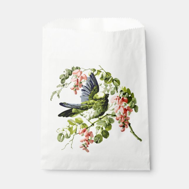 Sachets En Papier Joli jeune perroquet dans l'arbre à fleurs (Devant)