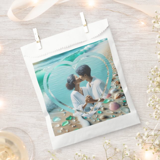 Sachets En Papier Joli Mariage photo en verre de mer (Coupé)
