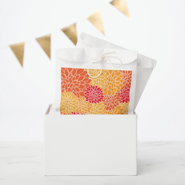 Sachets En Papier Joli Orange Floral/Rouge/Jaune (Fête)