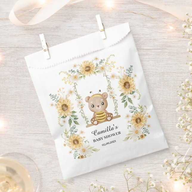 Sachets En Papier Joli Ours De Miel Aux Tournesols (Coupé)