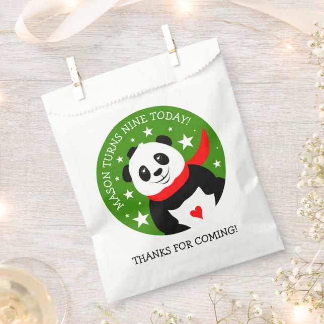 Sachets En Papier Joli Panda d'anniversaire avec Casquette Bowler &  (Coupé)