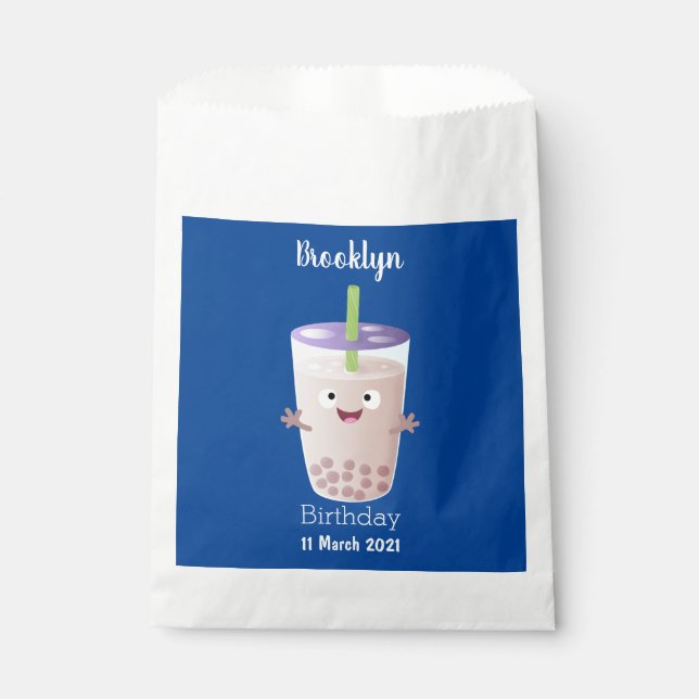 Sachets En Papier Joli personnage de dessin animé boba thé bulle (Devant)