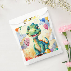 Sachets En Papier Joli petit dinosaure avec beaucoup de ballons colo