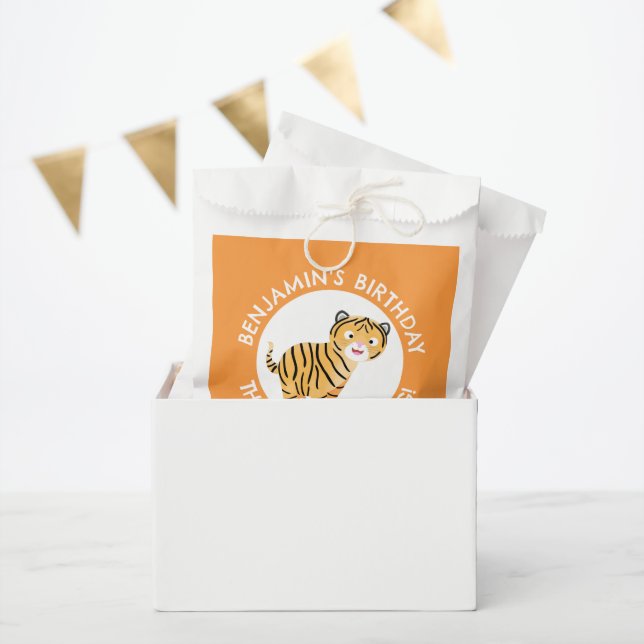 Sachets En Papier Joli petit tigre personnalisé dessin animé anniver (Fête)