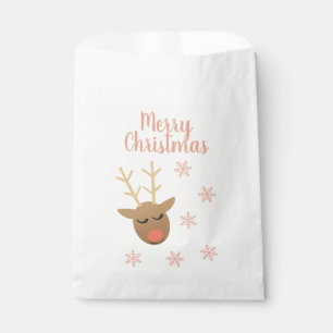 Sachets En Papier Joli renne de Noël rose or