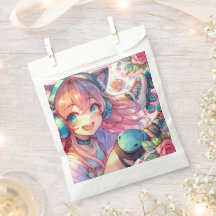 Jolie Anime Girl in Roller patin Anniversaire