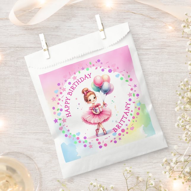 Sachets En Papier Jolie Ballerina rose Fête d'Anniversaire (Coupé)