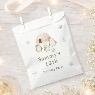 Sachets En Papier Jolie fête d'anniversaire des pingouins d'hiver