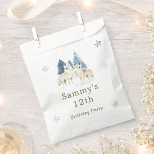 Sachets En Papier Jolie fête d'anniversaire du loup arctique hiverna