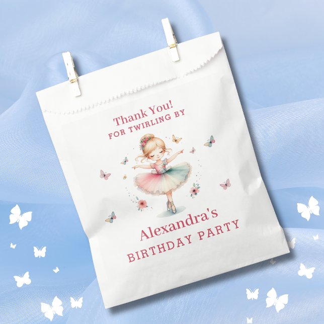 Sachets En Papier Jolie fille rose Ballerina Merci d'anniversaire (Créateur téléchargé)