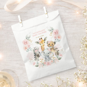 Sachets En Papier Jolie jungle sauvage Bébé Animaux Blush rose Flo