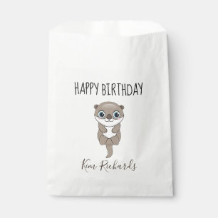 Sachets En Papier Jolie loutre brune crème anniversaire