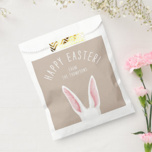 Sachets En Papier Jolies oreilles de lapin blanc sur un joyeux Pâque