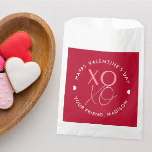 Sachets En Papier Jour de la Saint Valentin moderne XOXO Rouge et Ro