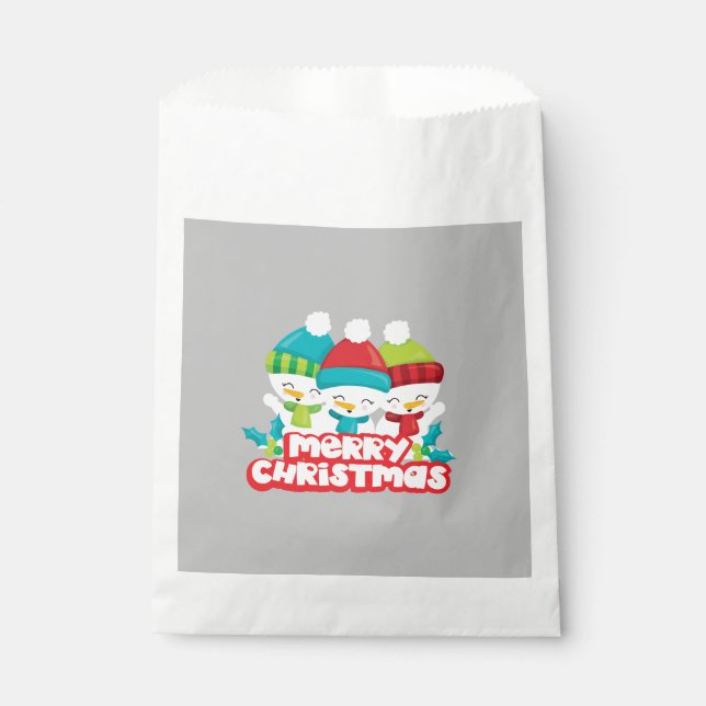 Sachets En Papier Jour férié Trio Snowmen (Devant)