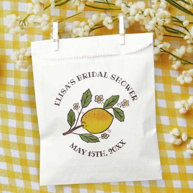Sachets En Papier Jovely Lemons FÊTE DES MARIÉES Rustique PERSONNALI (Lovely Lemons BRIDAL SHOWER Rustic CUSTOM Favor Bag
)