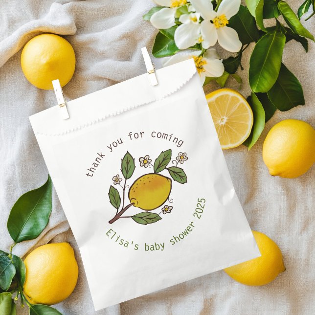 Sachets En Papier Jovely Lemons Rustique BABY SHOWER PERSONNALISÉ (Lovely Lemons Rustic CUSTOM BABY SHOWER Favor Bag
)
