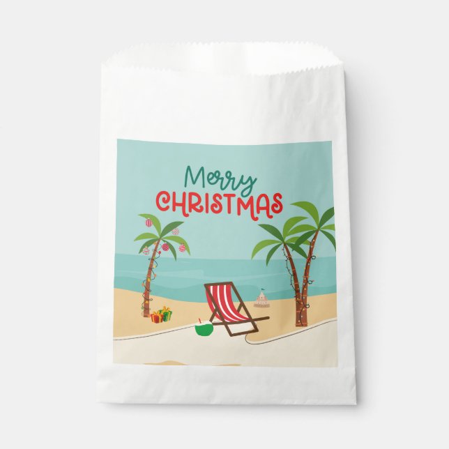 Sachets En Papier Joyeuse plage de Noël (Devant)
