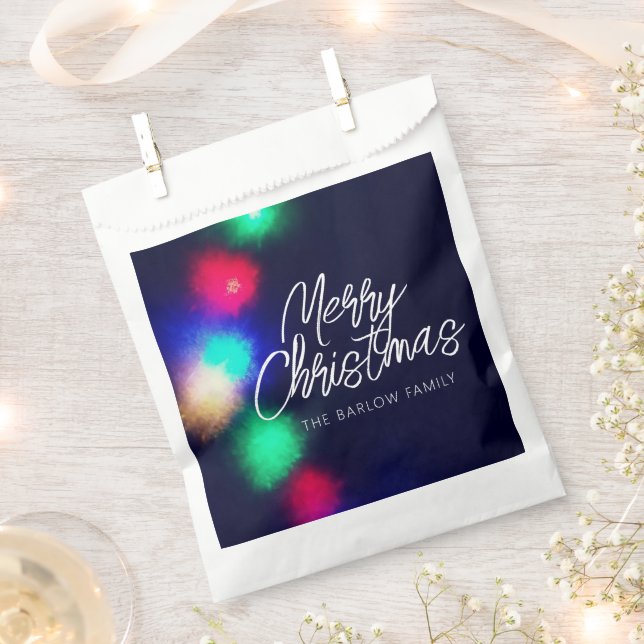 Sachets En Papier Joyeuses lumières de Noël (Coupé)