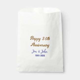 Sachets En Papier Joyeux 30e anniversaire de mariage royal bleu or s