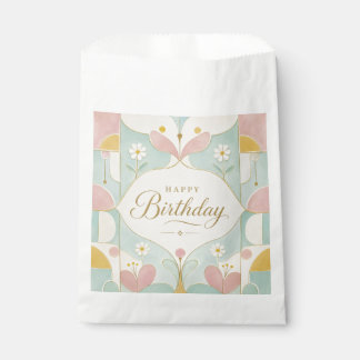 Sachets En Papier Joyeux Anniversaire Art Déco Floral Géométrique Pa