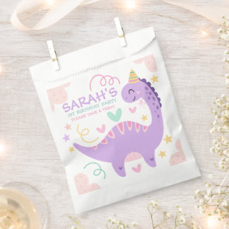 Sachets En Papier Joyeux Anniversaire Enfants Dinosaure Violet Migno