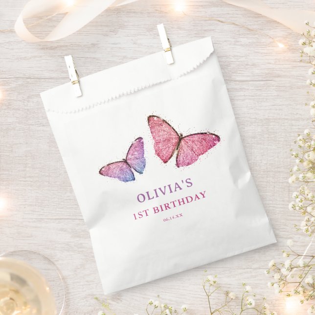 Sachets En Papier Joyeux anniversaire papillon Fille Anniversaire (Coupé)