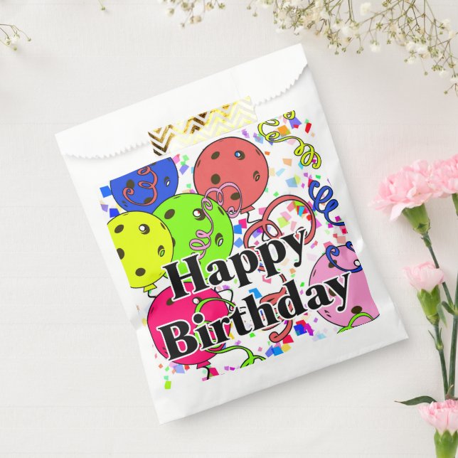 Sachets En Papier Joyeux Anniversaire Pickleball Ballons Confetti Bl (Scellé)