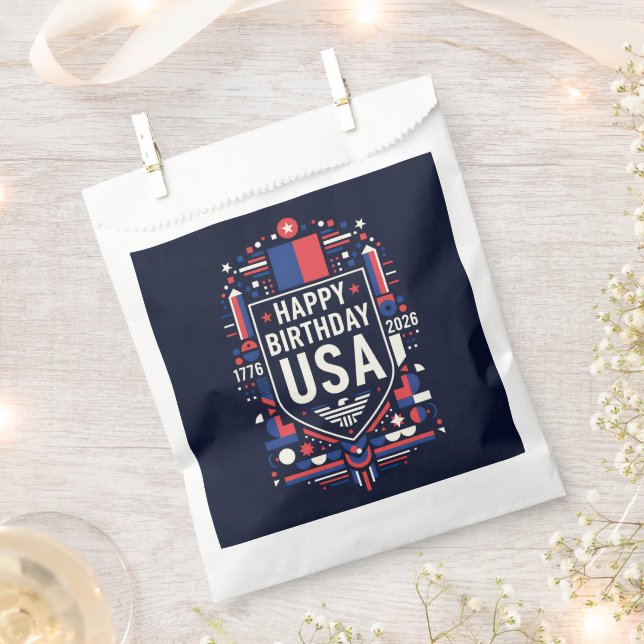 Sachets En Papier Joyeux Anniversaire USA 250 (Coupé)